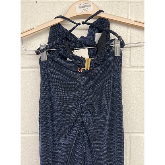 NWT Nookie XS/S Gunmetal Navy 2 Piece Crop Top Slit Maxi Skirt Sexy Dress Set - Picture 5 of 7